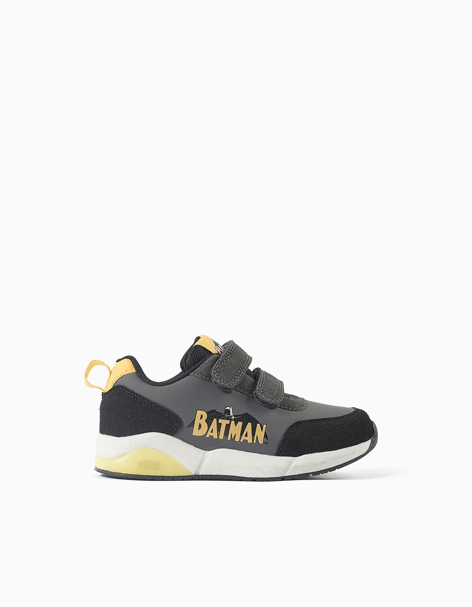 Zapatillas bajas con luces Batman para niño, gris/negro/amarillo