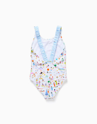 Maillot de bain à imprimé Carolina Celas x Zippy pour fille, blanc