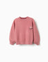 Pull en maille avec fleurs brodées pour fille, rose