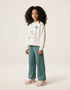 Ensemble de jogging en coton peigné à imprimé art pour fille, blanc/vert