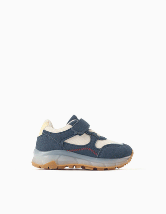 Zapatillas deportivas con luces para bebé niño, azul/beige/amarillo