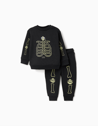 Conjunto cardado que brilha no escuro para bebé menino, preto