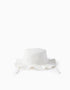 Bob en coton avec broderie et liens latéraux pour bébé fille, blanc
