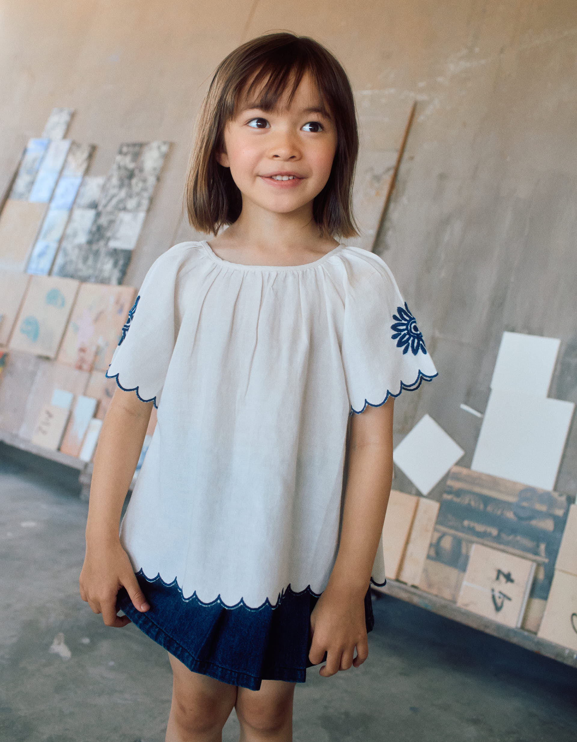 Set blouse & denim skirt for girl