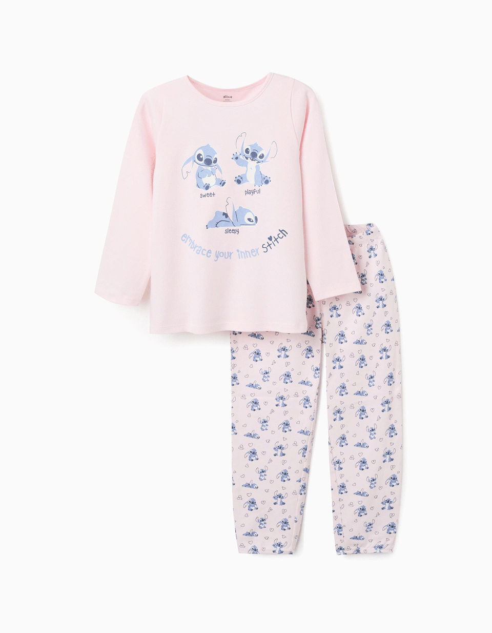 Pyjama qui brille dans le noir avec Stitch pour fille, rose clair