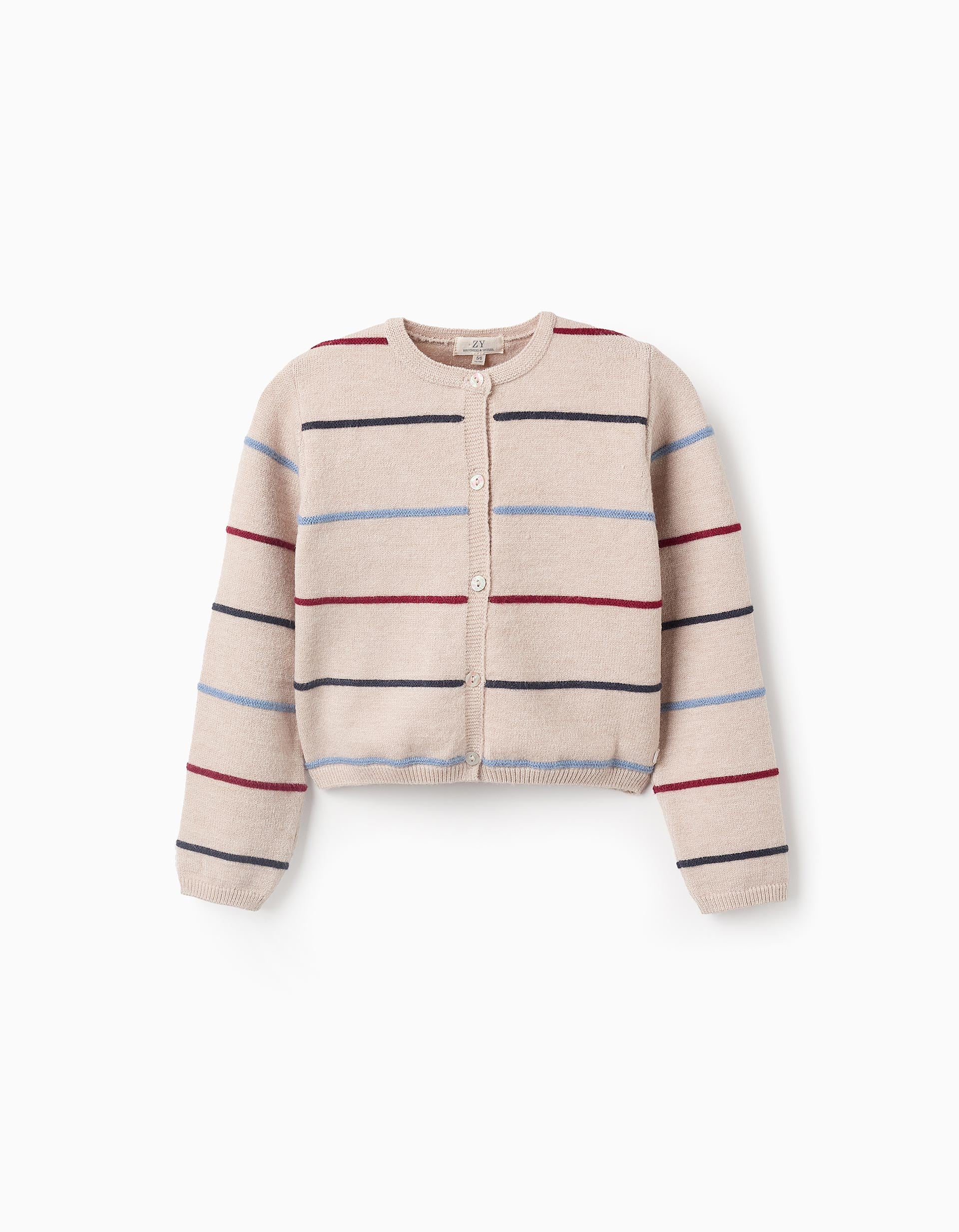 Jumper with Embossed Stripes for Girls 'B&S', Beige