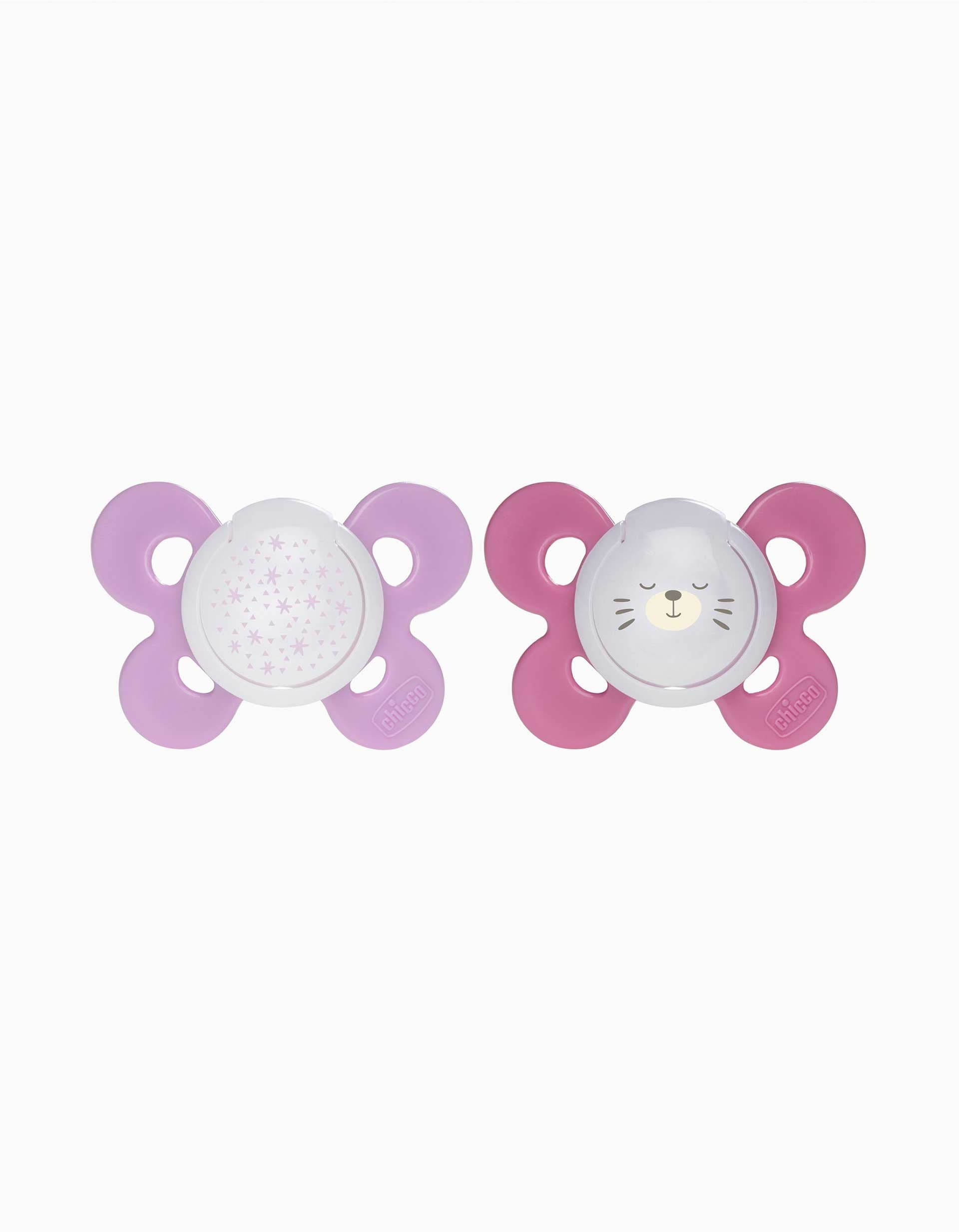 2 Silicone Dummies Physio Comfort Night Light Chicco 16-36M+, Pink
