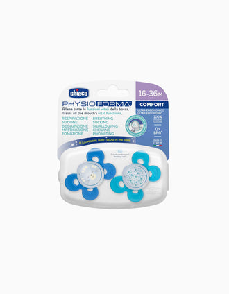 2 Sucettes en Silicone Physio Comfort Night Light Chicco 16-36M+, Bleu