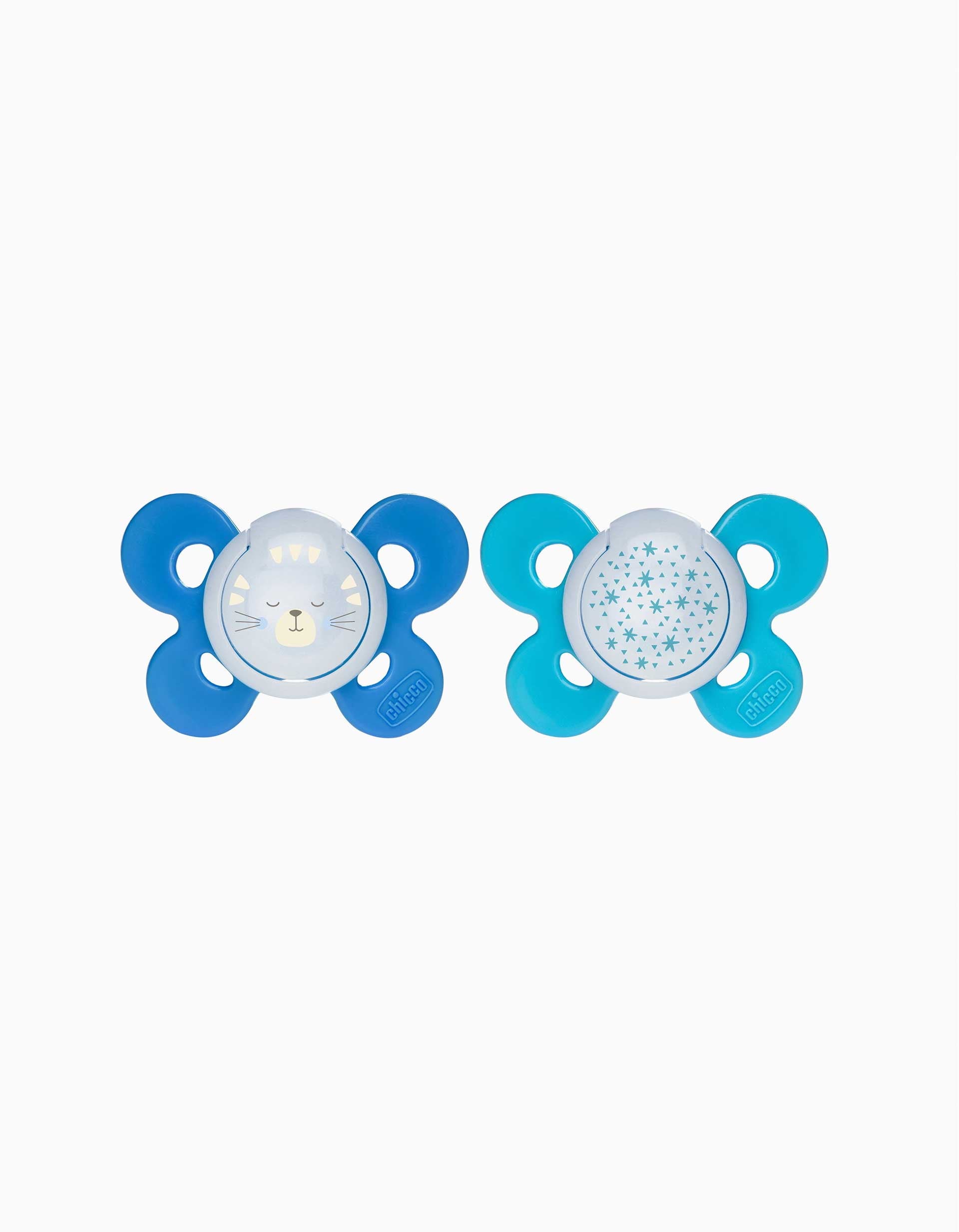 2 Chupetas de Silicone Physio Comfort Night Light Chicco 16-36M+, Azul