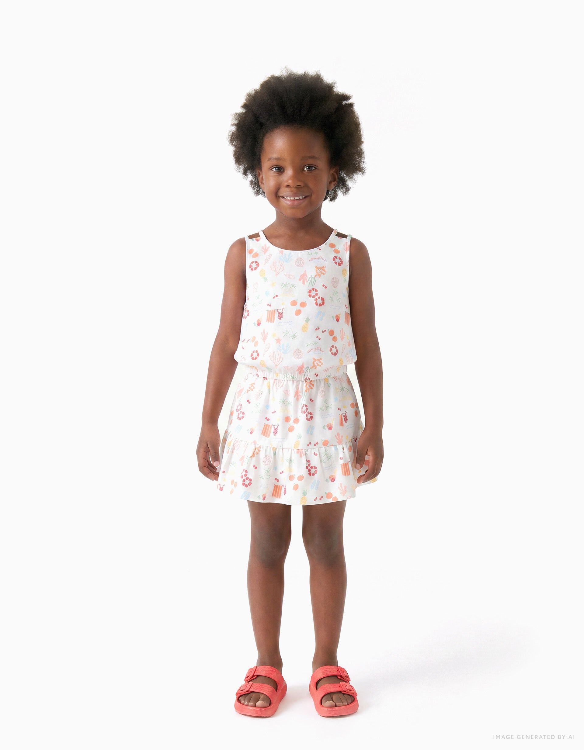 Sleeveless cotton top & skort for girls