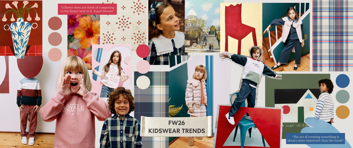 FW26 Tendências de moda infantil banner