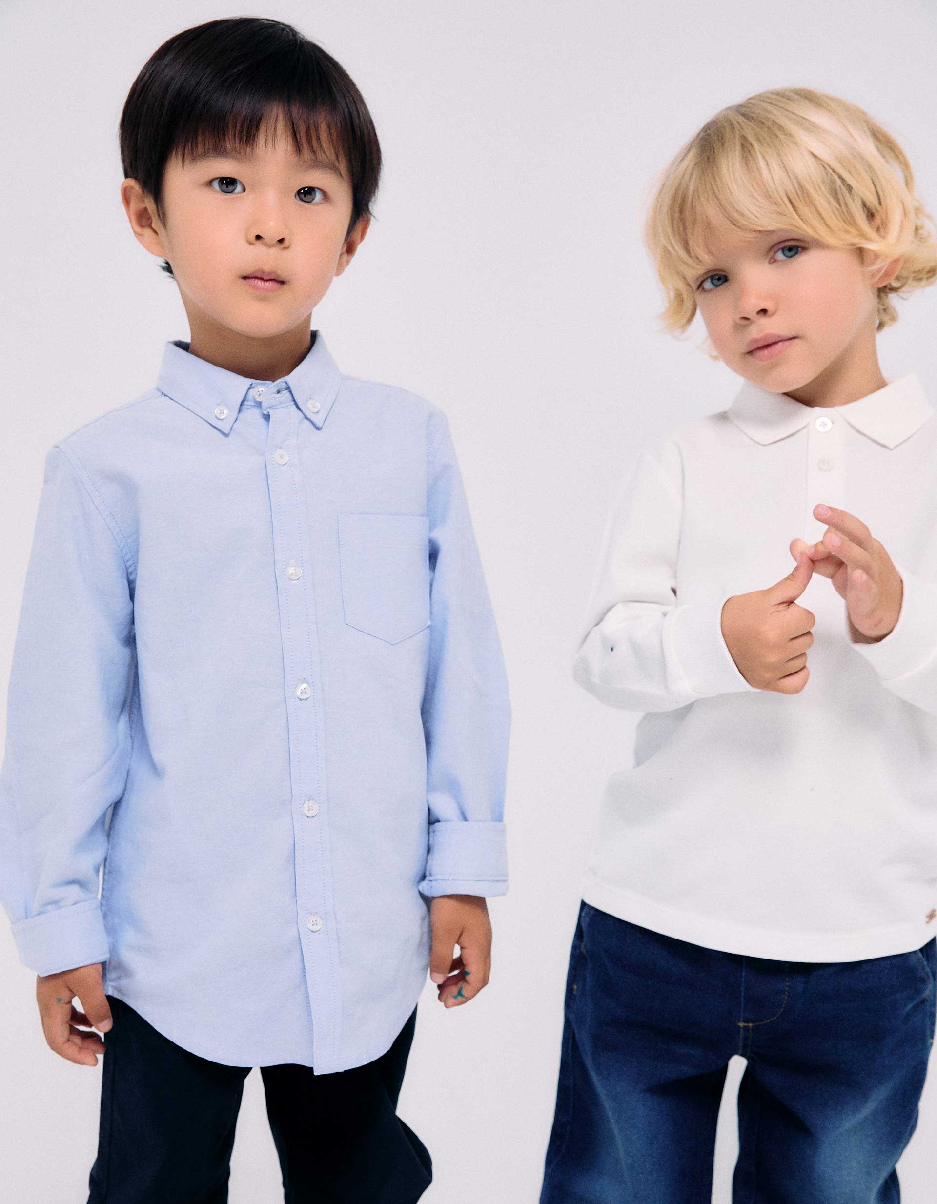 Cotton shirt & piqué polo shirt for boy