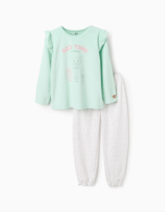 Glow in the Dark Velour Pyjama for Girls 'Emotions', Green/White
