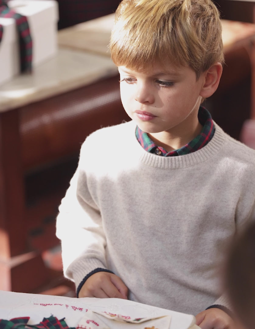 Camisola de malha com lã You&Me para menino, bege-claro/azul-escuro