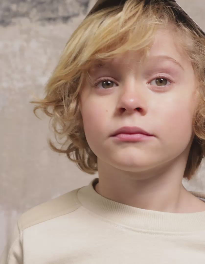 Sweat de algodão com bolso no peito B&S para menino, bege-claro