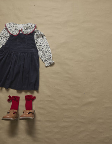 Falda de Peto de Pana para Bebé Niña, Azul Oscuro