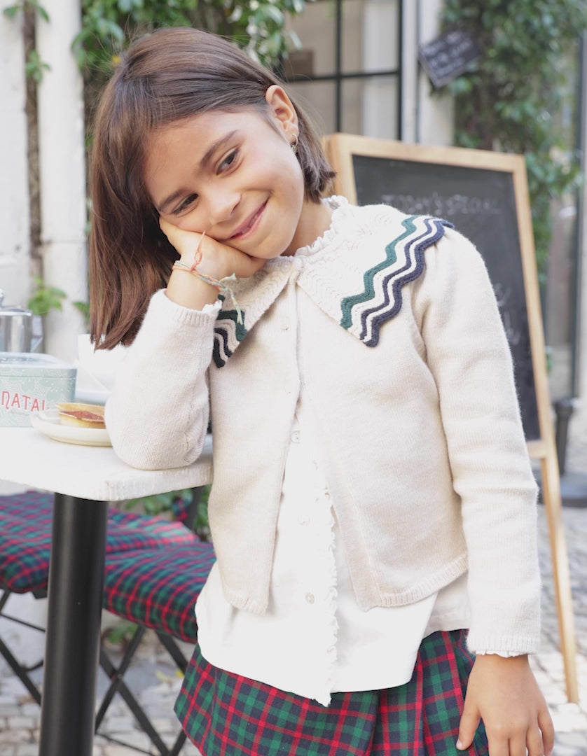 Cardigan en maille avec maxi col You&Me pour fille, multicolore