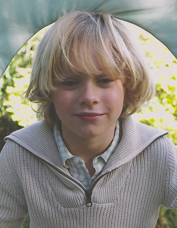 Knitted jumper + cotton shirt and baggy trousers set for boys