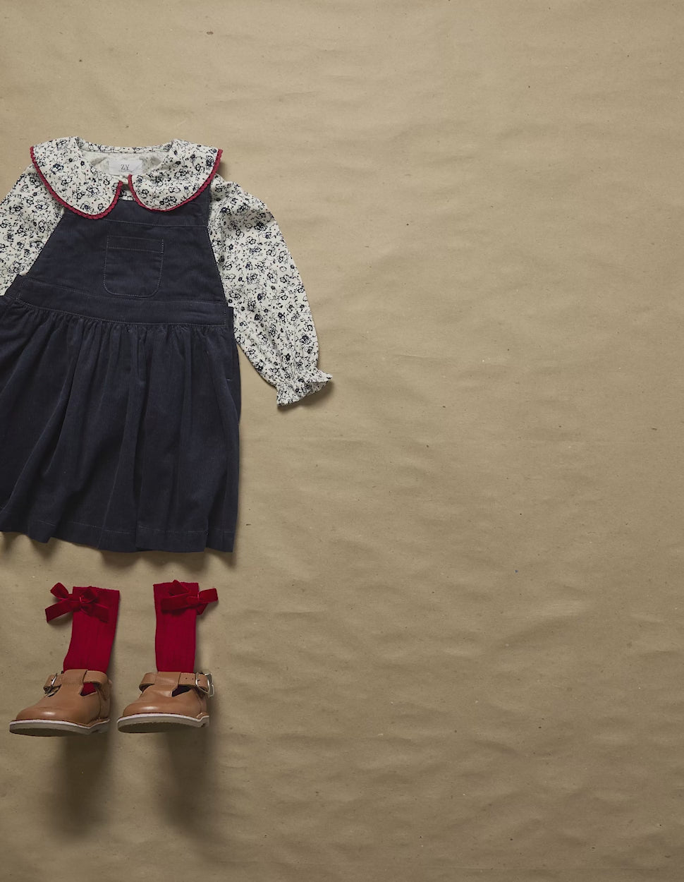 Camisa Floral em Algodão para Bebé Menina, Branco/Azul