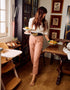 Pantalón de sarga con estampado floral You&Me para mujer, marrón