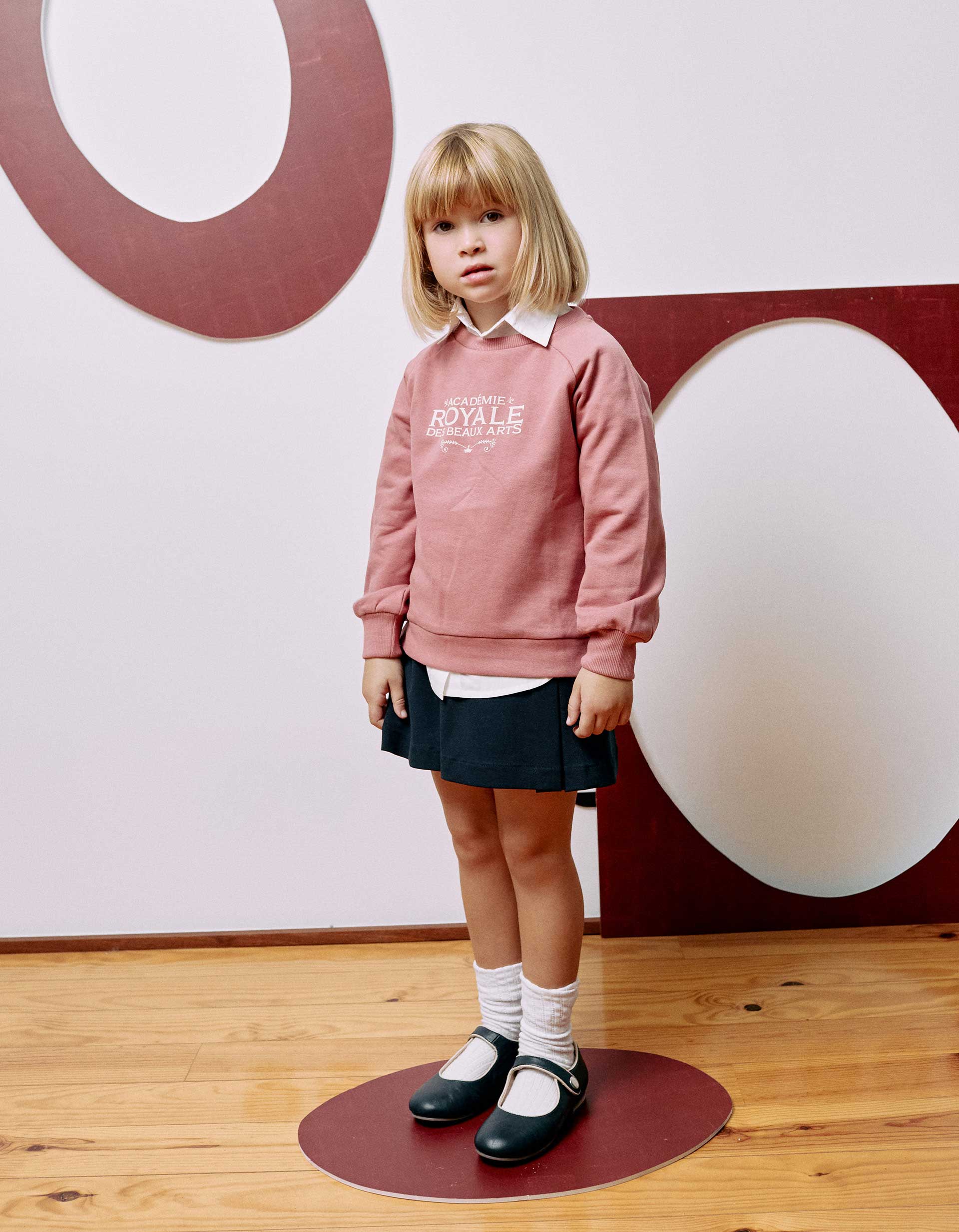 Sweatshirt & roma knit skirt set for girl