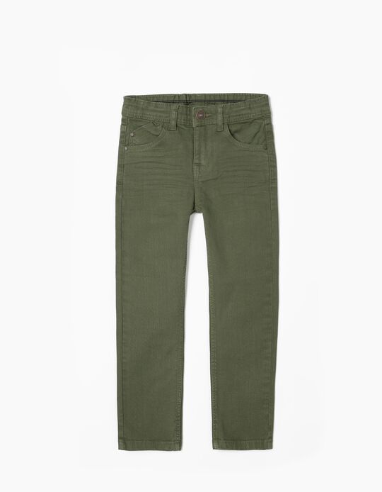 Twill Trousers for Boys 'Skinny Fit', Dark Green