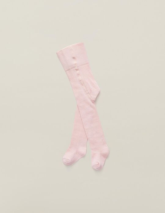 High-Waist Knit Tights for Newborn, Pink