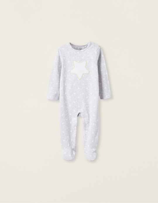 Cotton Sleepsuit for Newborns 'Star', Grey