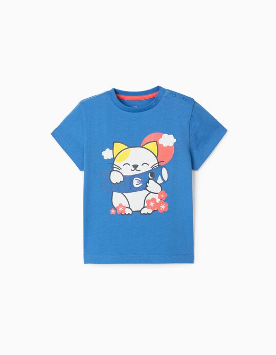 T-Shirt para Bebé Menino 'Cat&Fish', Azul
