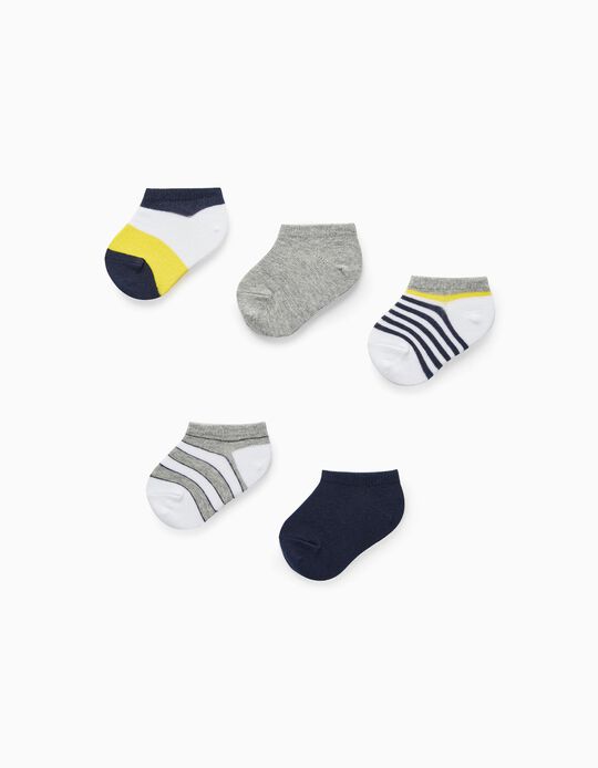 5 Pares de Calcetines Cortos para Bebé Niño 'Stripes', Multicolor