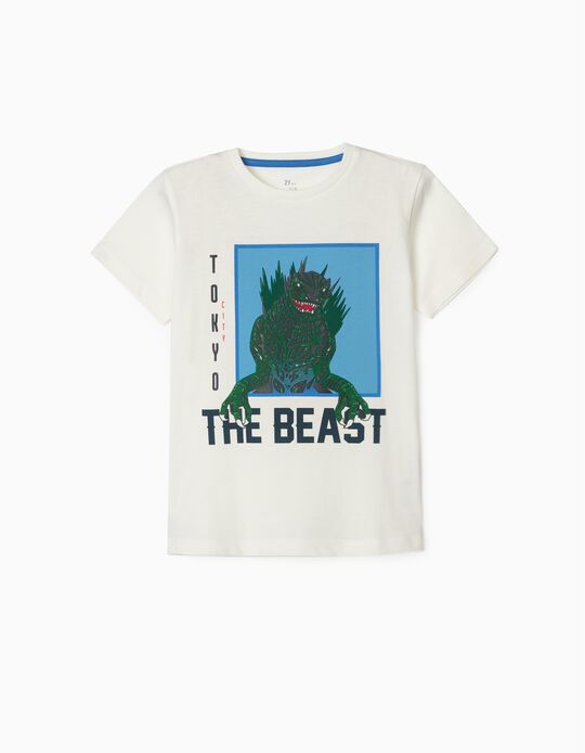 T-Shirt for Boys 'The Beast', White 