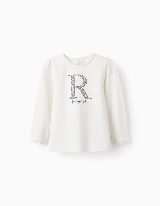 T-shirt de Algodão para Menina 'Royal Girls', Branca
