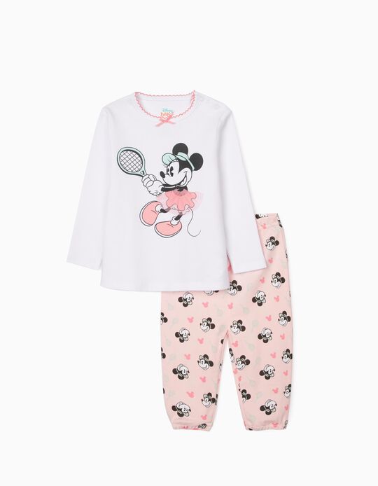 Pyjamas for Baby Girls, 'Minnie Tennis', White/Pink