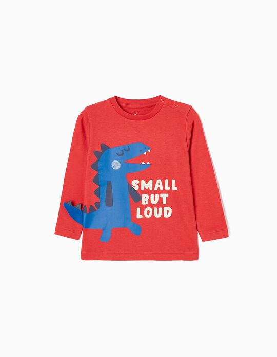 Camiseta de Manga Larga de Algodón para Bebé Niño 'Dinosaurio', Rojo