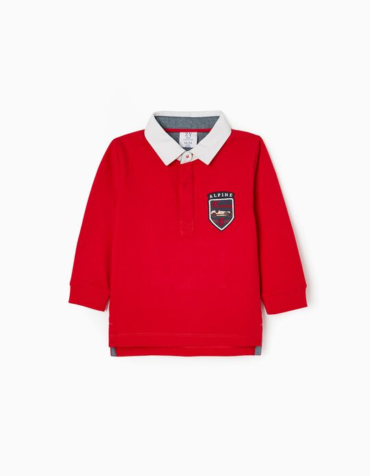 Long Sleeve Cotton Polo for Baby Boys, Red