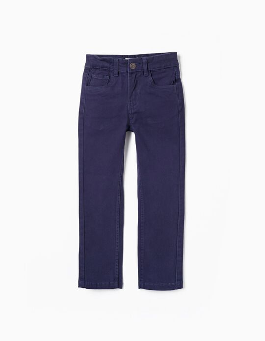 Pantalones de Sarga de Algodón para Niño 'Skinny', Azul Oscuro