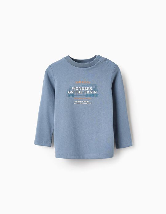 Comprar Online T-shirt de Manga Comprida para Bebé Menino 'Train', Azul