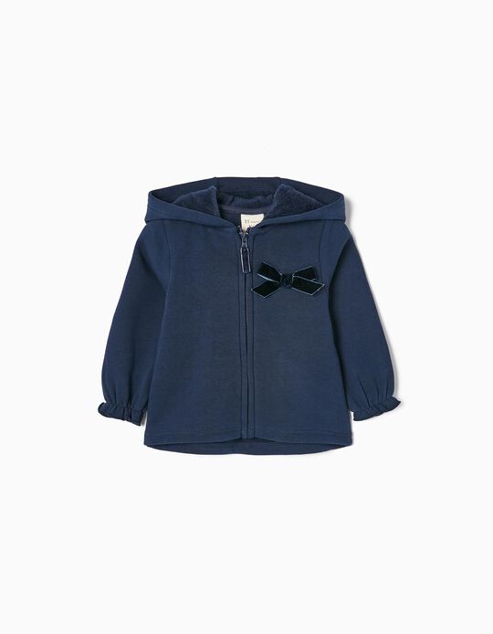 Hooded Jacket with Thermal Effect for Baby Girls, Dark Blue