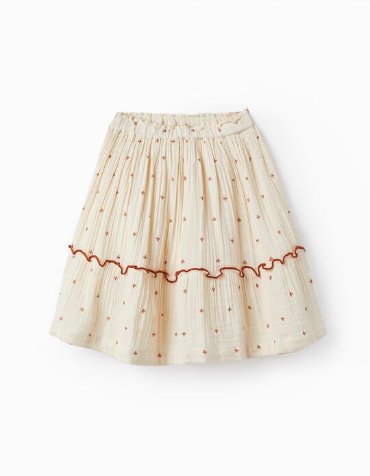 Muslin Skirt for Girls 'Clubs & Hearts', Beige