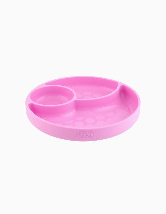Assiette à compartiments en silicone Eat Easy Chicco rose