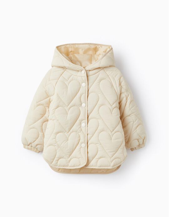 Padded Jacket for Baby Girls 'Hearts', Beige