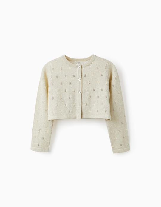 Bolero Jacket with Lurex Threads for Girls, Golden
