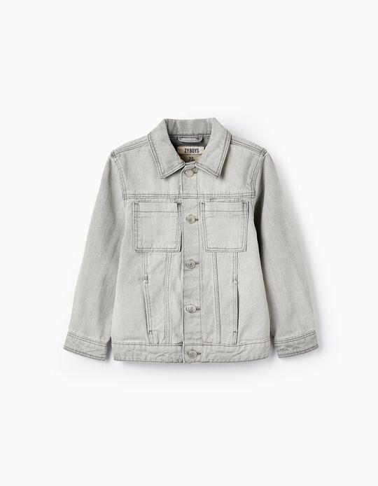 Cotton Denim Jacket for Boys, Grey