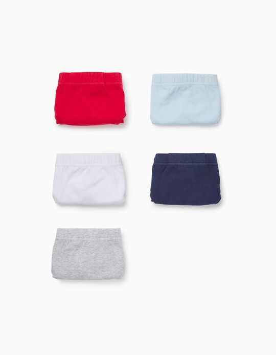 5-Pack Plain Cotton Briefs for Boys, Multicoloured