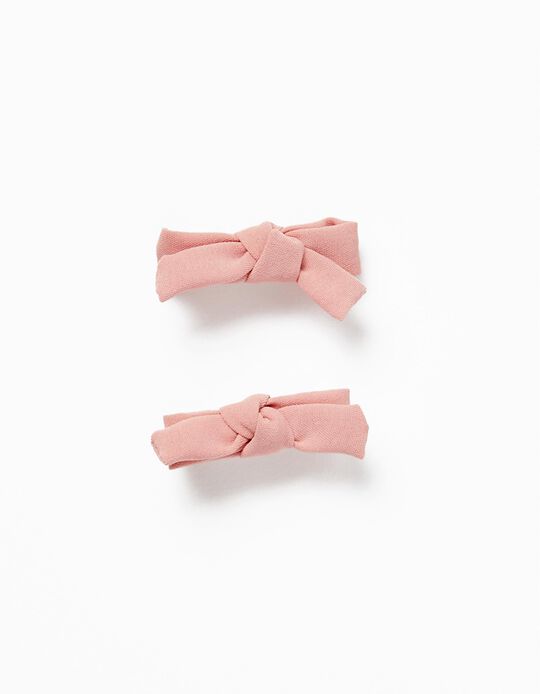 2-Pack Hair Clips with Bow for Babies and Girls, Pink