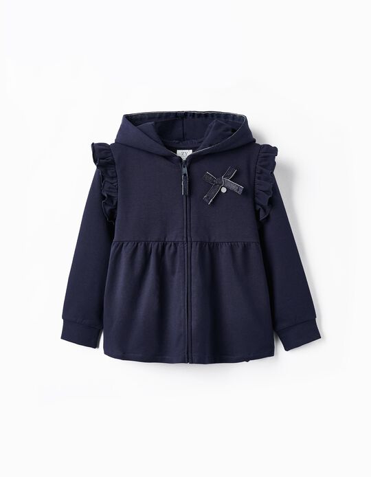 Peplum Hooded Jacket for Girls, Dark Blue