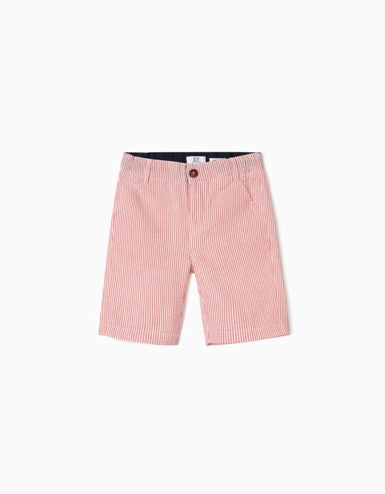 Striped Shorts for Boys, Red/White