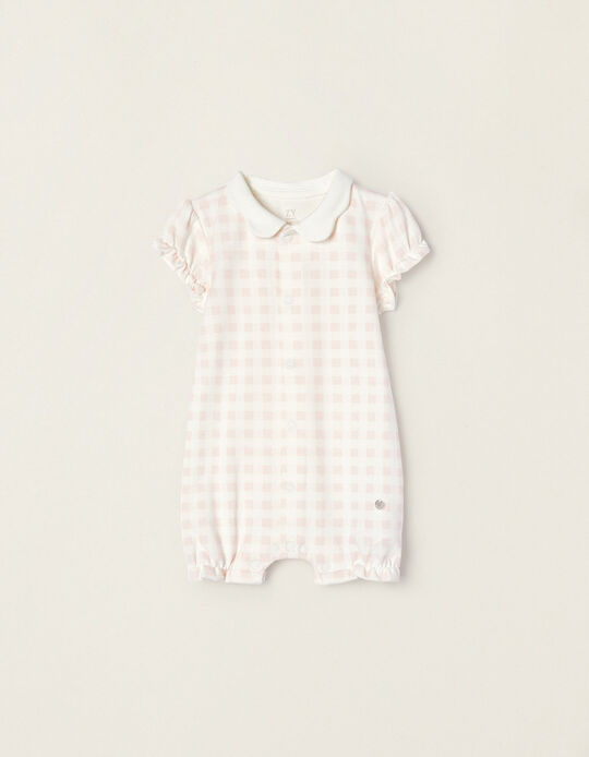 Plaid Jumpsuit for Newborns, Pink/White