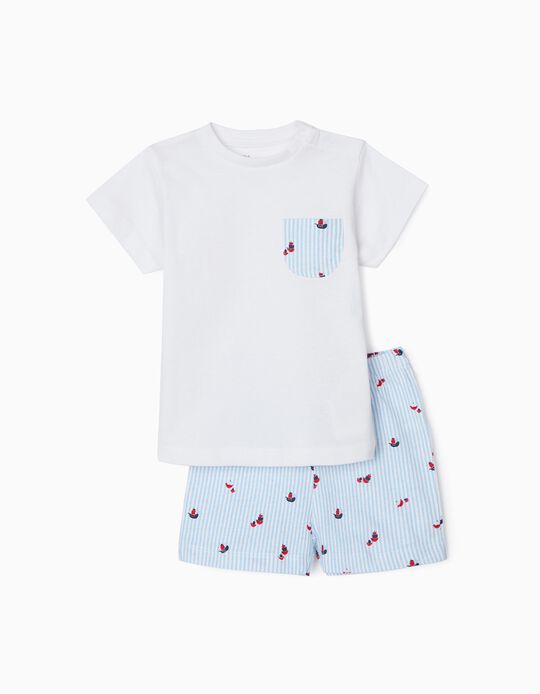 Pyjamas for Baby Boys 'Stripes & Boats', Blue/White