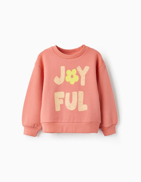 Pull en coton pour fille 'Joyful', Corail